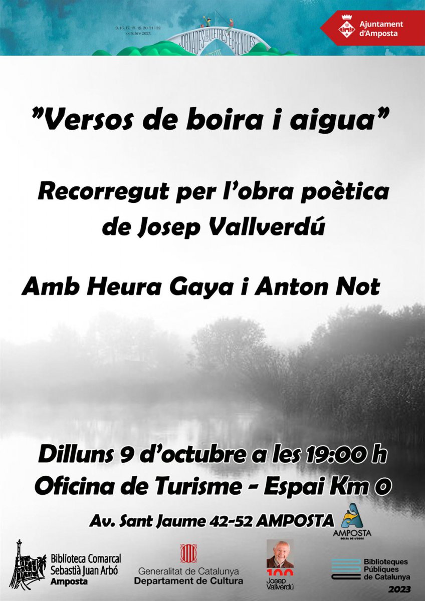 Versos de boira i aigua. XVIII Jornades de les Lletres Ebrenques.
