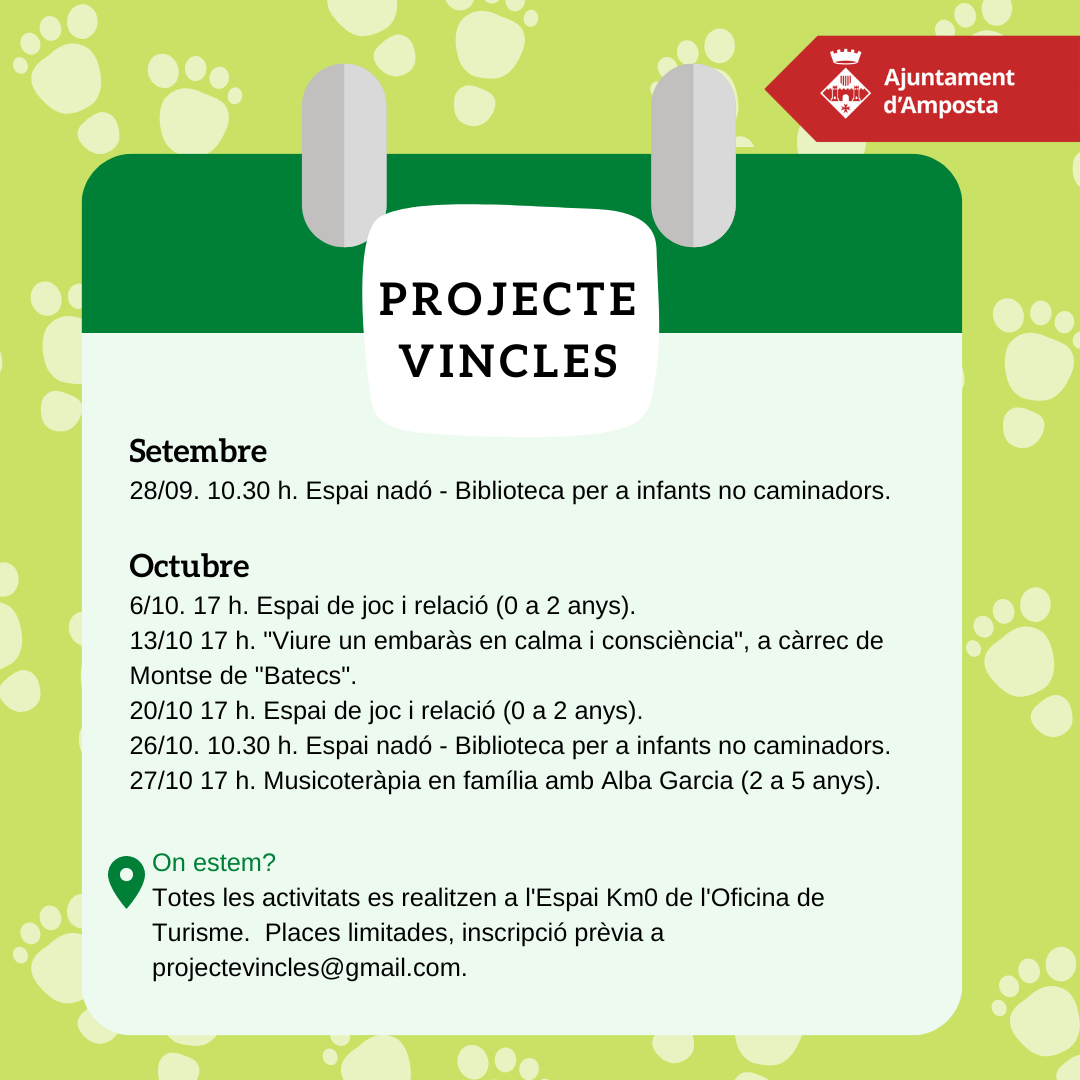 El projecte Vincles prepara una quinzena d’activitats d’acompanyament a la criança