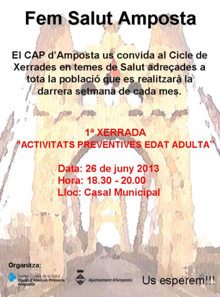 Ajuntament d´Amposta > Comunicació > FEM SALUT AMPOSTA. Cicle de xerrades en temes de salut.