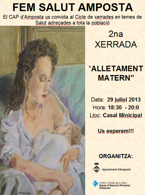 Ajuntament d´Amposta > Comunicació > 2a XERRADA FEM SALUT AMPOSTA: ALLETAMENT MATERN
