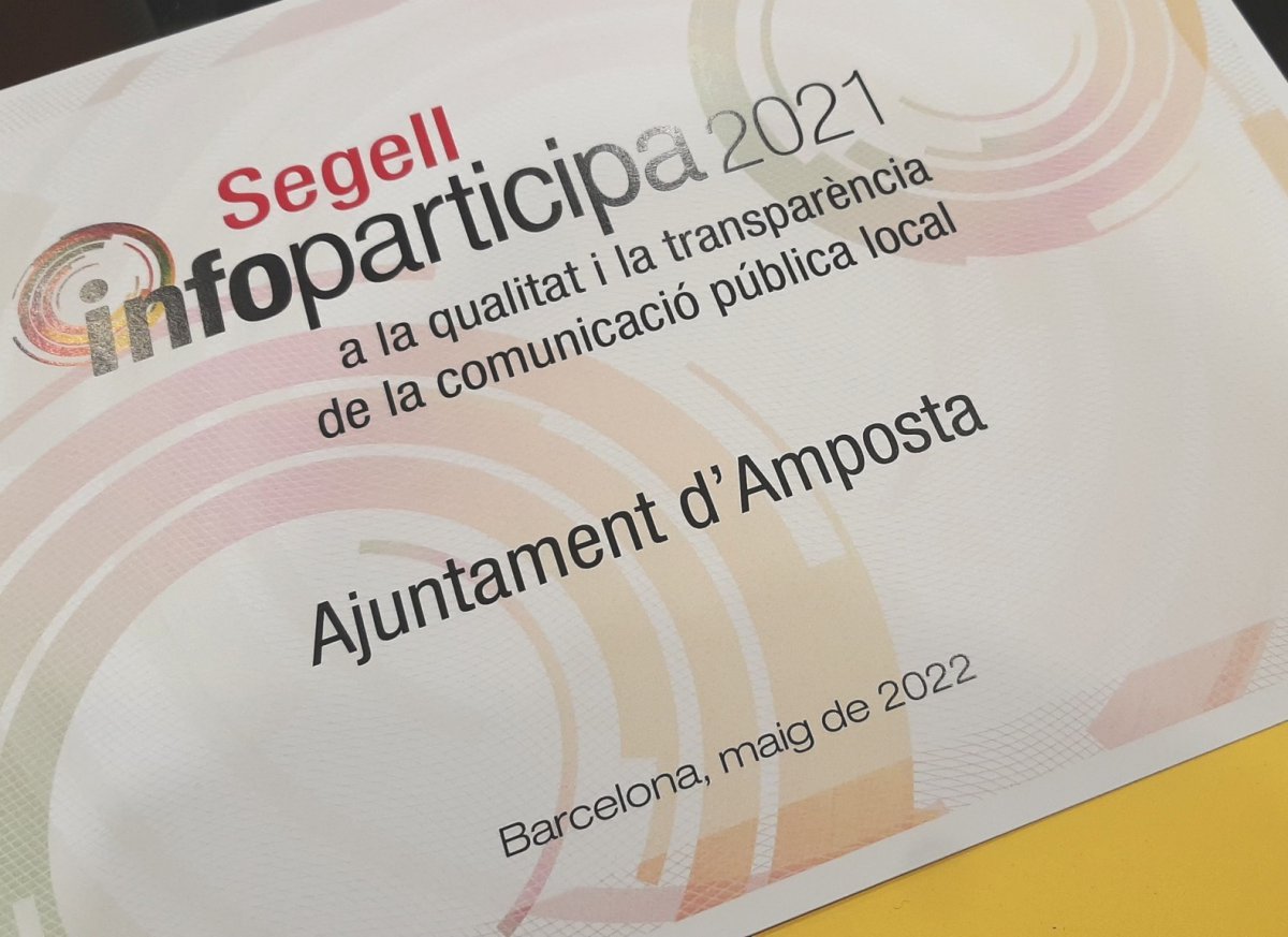 L’Ajuntament d’Amposta, reconegut amb el Segell Infoparticipa a la transparència en la comunicació