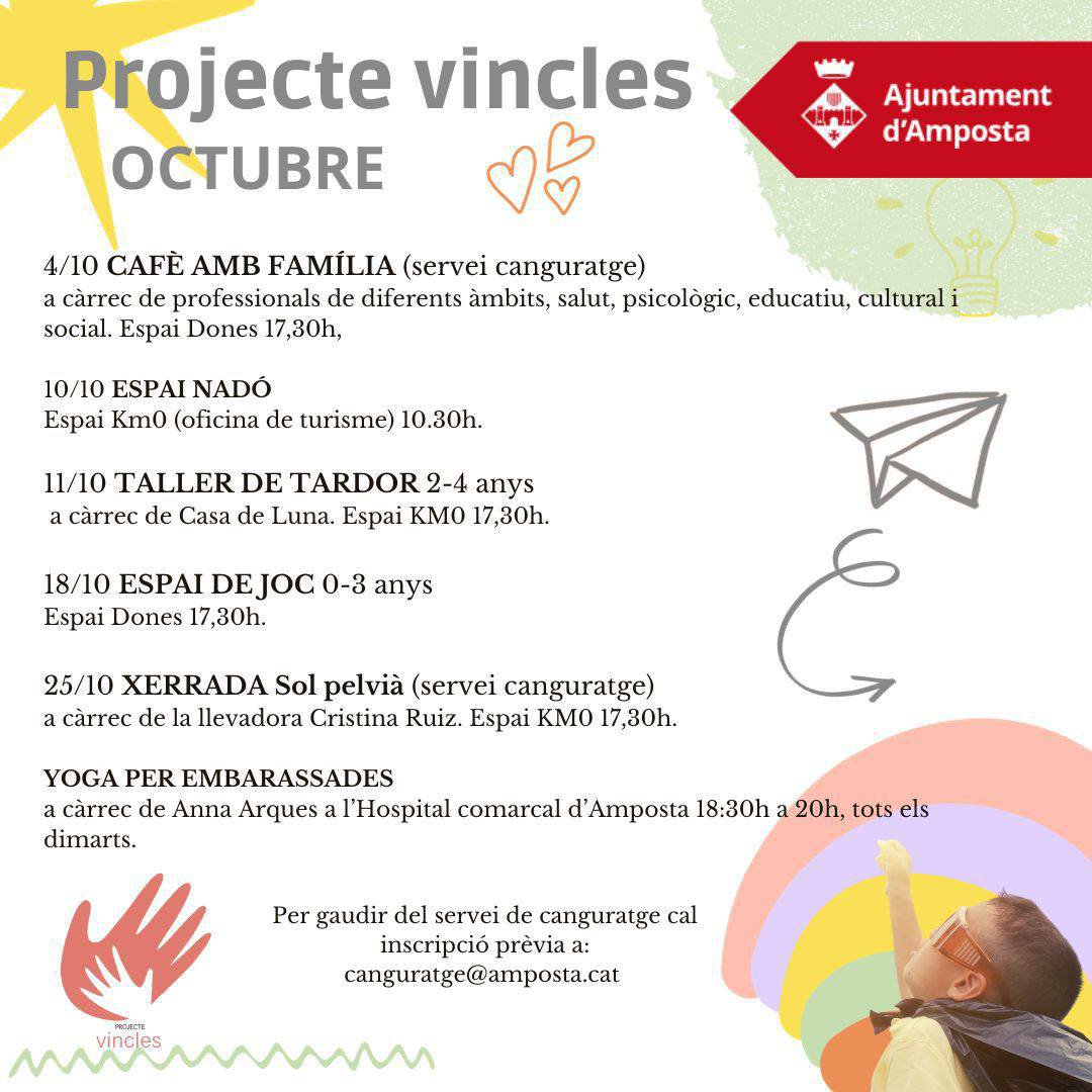 El projecte Vincles torna amb activitats setmanals per a infants i famílies