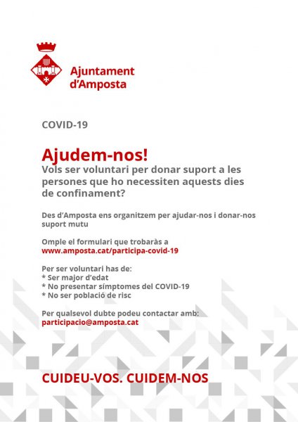 L’Ajuntament coordina el voluntariat pel COVID-19