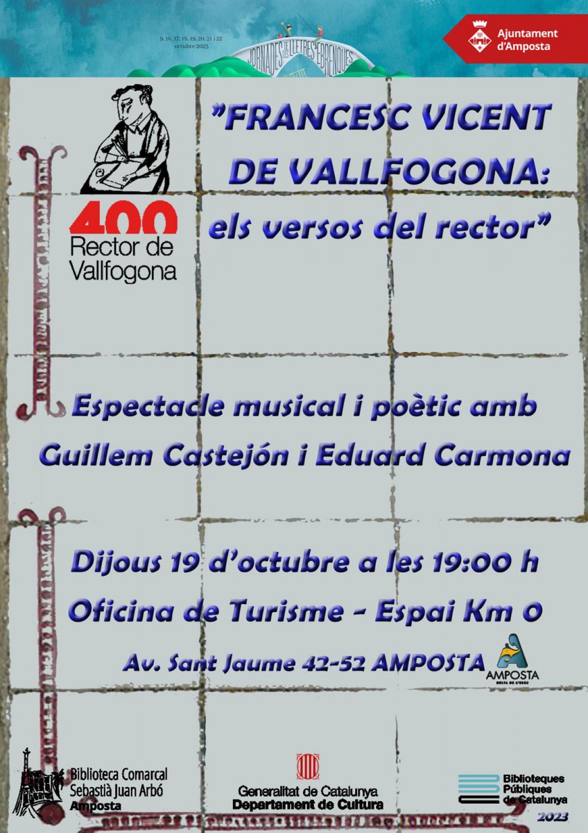Francesc Vicent de Vallfogona: els versos del rector. XVIII Jornades de les Lletres Ebrenques.