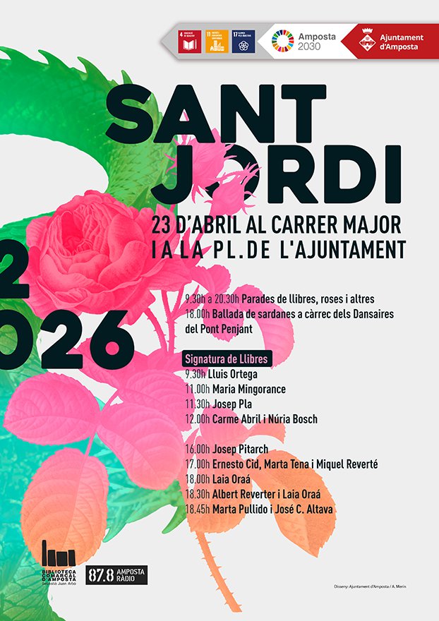Amposta es prepara per viure un nou Sant Jordi amb llibres, roses i activitats culturals al carrer Major i la plaça de l&rsquo;Ajuntament