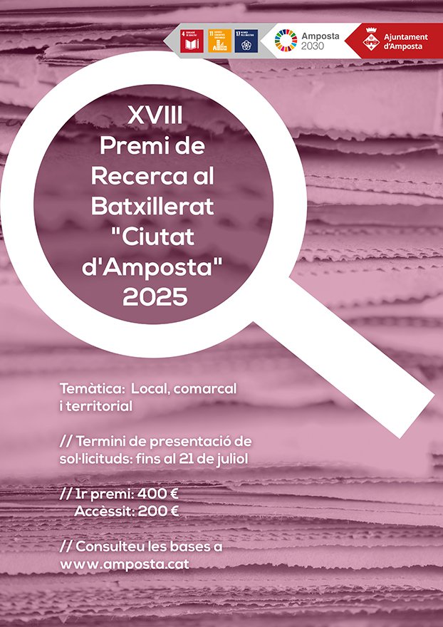 Oberta la convocatòria del 18è Premi de Recerca de Batxillerat "Ciutat d’Amposta"