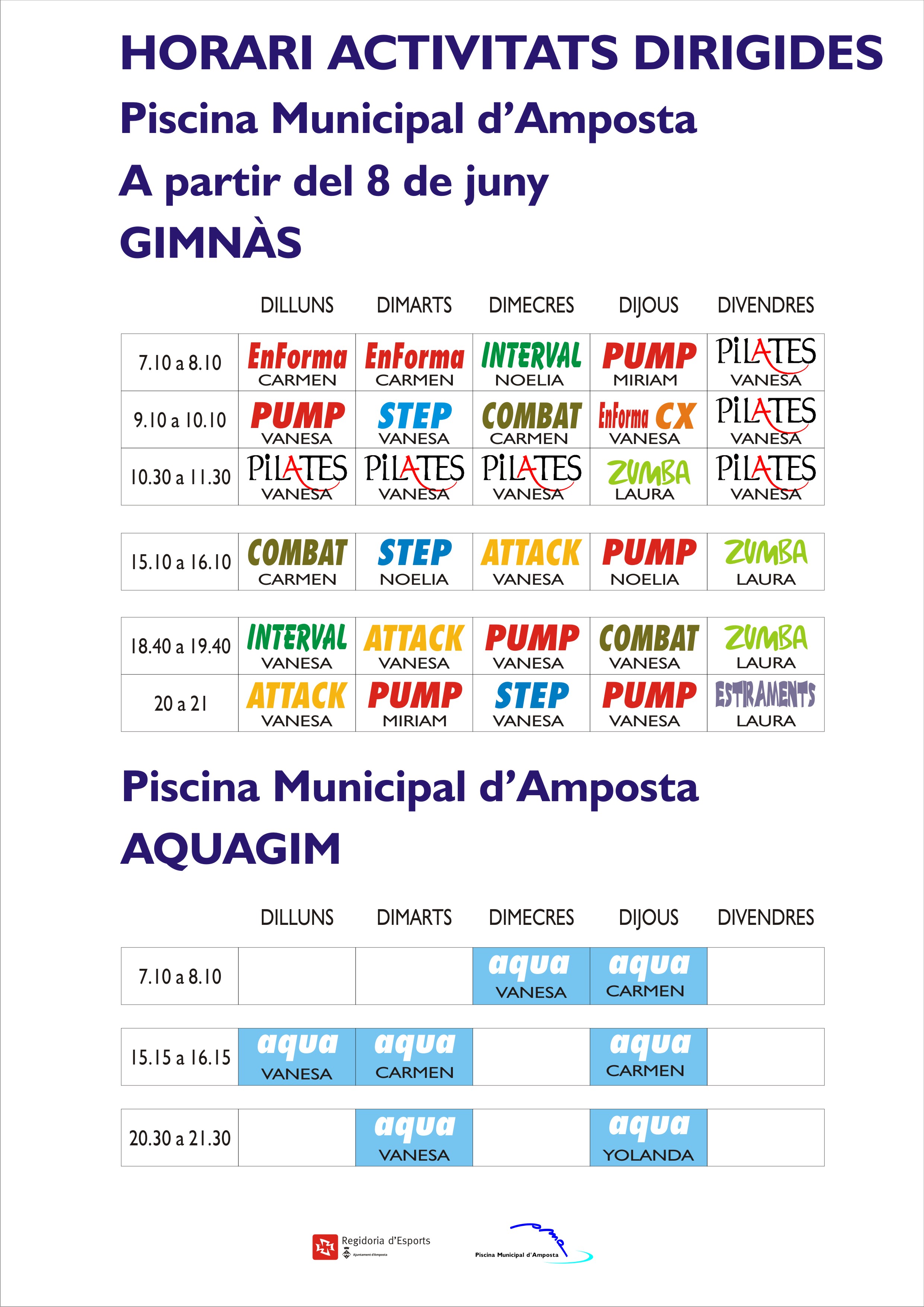 Ajuntament d´Amposta > Comunicació > El gimnàs municipal reobre les activitats dirigides amb cita prèvia 