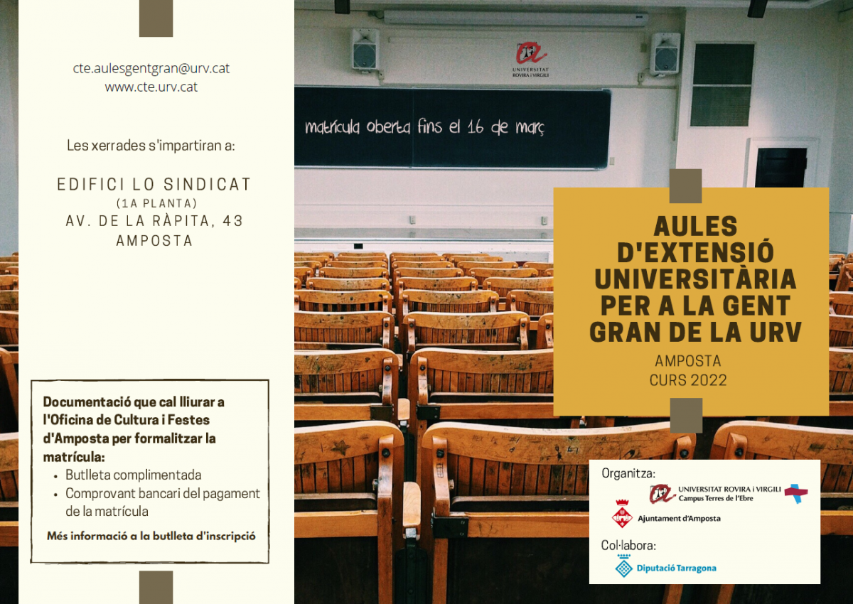 Lo Sindicat, seu de les aules d’extensió universitària per a la gent gran de la URV a Amposta
