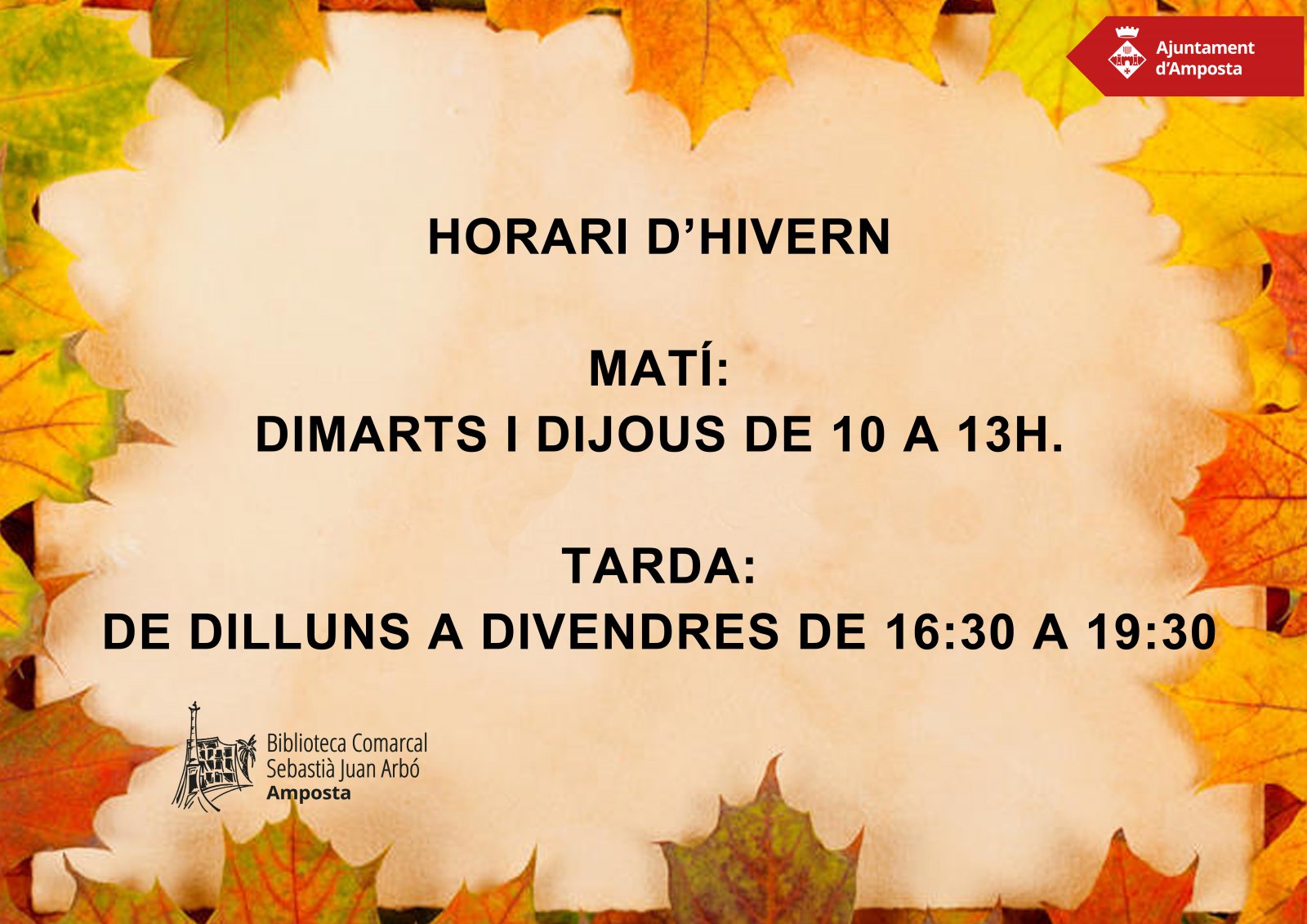 Horari de tardor 2022 a partir del 12 de setembre