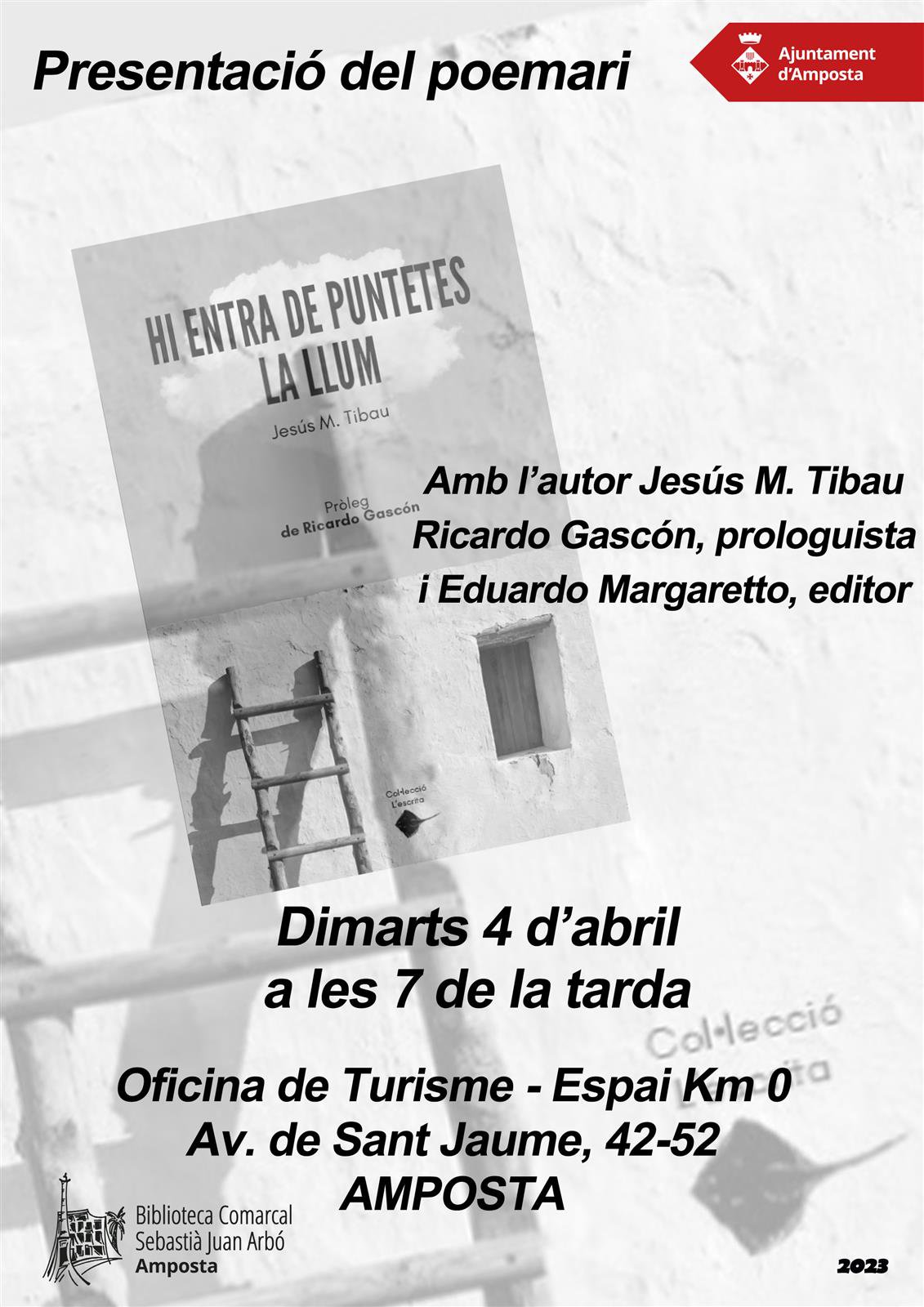 Presentació del poemari "Hi entra de puntetes la llum", de Jesús M. Tibau.