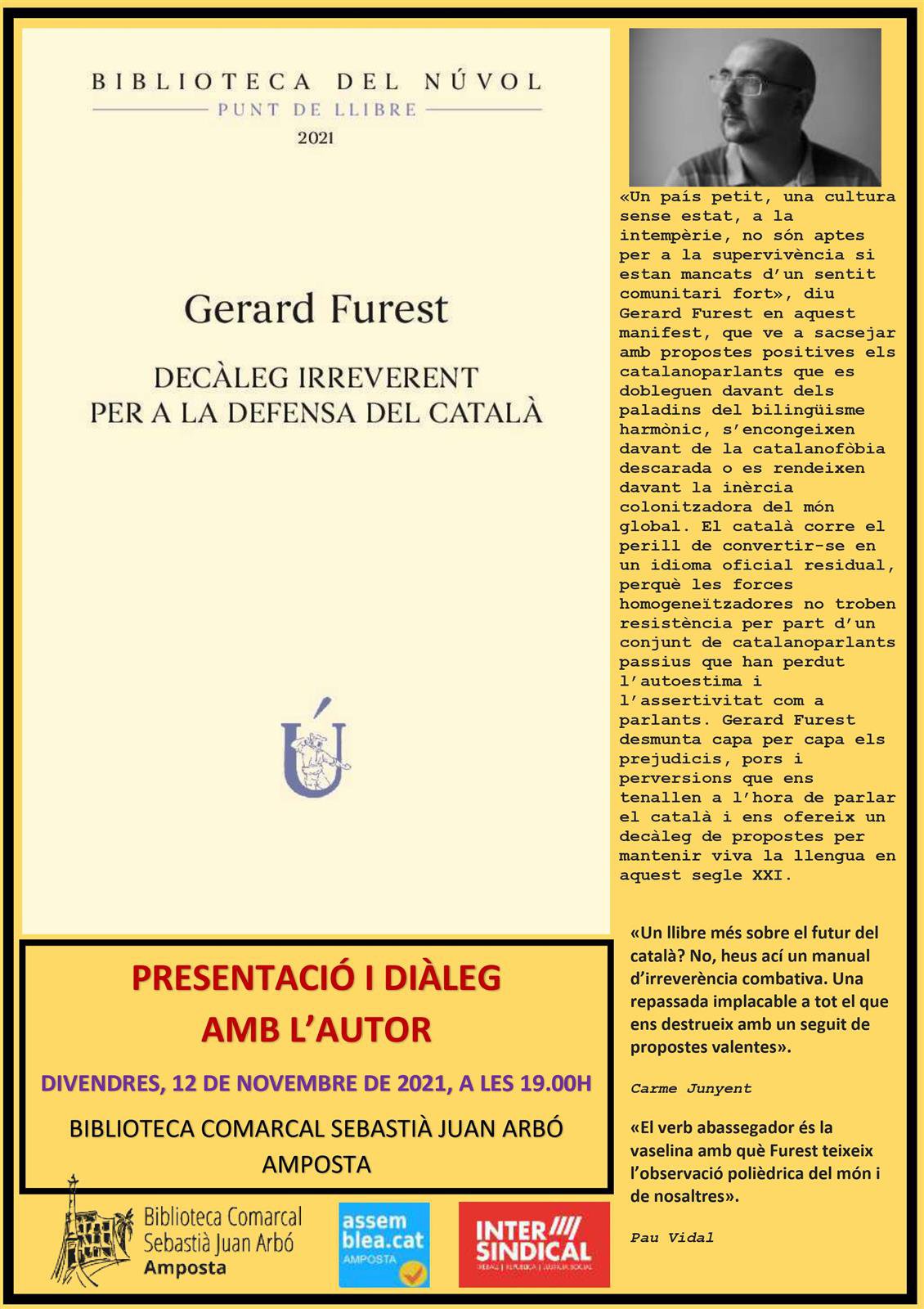 Presentació del llibre "Decàleg irreverent per a la defensa del català", de Gerard Furest