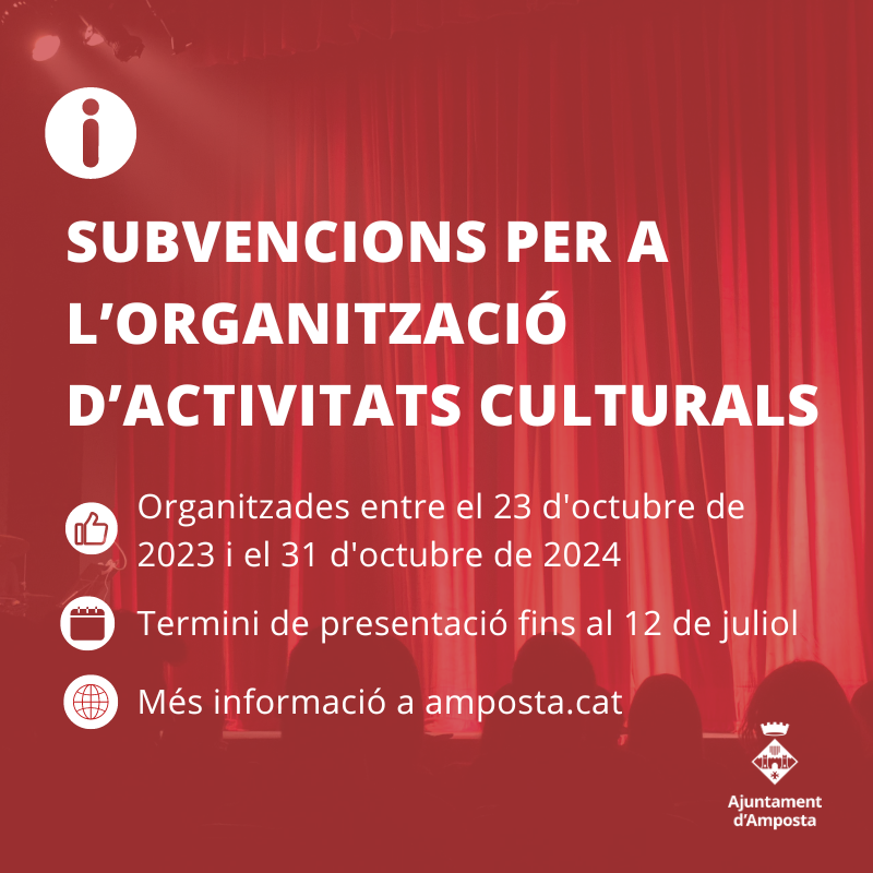 Ja es poden sol•licitar les subvencions per a l’organització d’activitats culturals durant el 2024