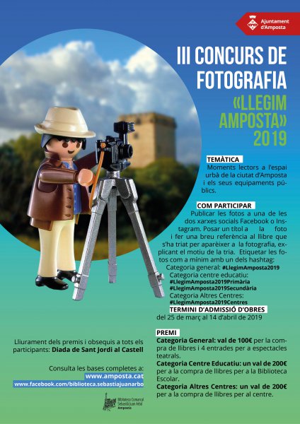 La Biblioteca Comarcal Sebastià J. Arbó convoca la tercera edició del concurs de fotografia "Llegim Amposta 2019"