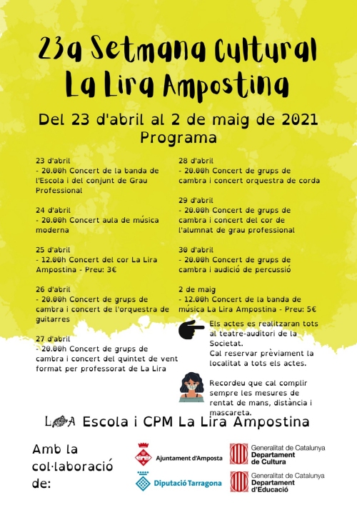 Ajuntament d´Amposta > agenda > 23a Setmana cultural La Lira Ampostina: Concert de grups de cambra i audició de percussió