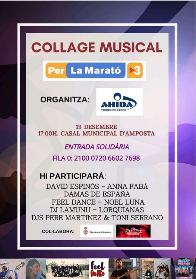 Ajuntament d´Amposta > agenda > Collage musical per La Marató TV3