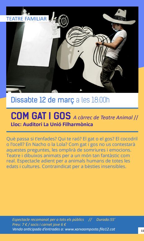 Ajuntament d´Amposta > agenda > Teatre familiar: COM GAT I GOS, a càrrec de Teatre Animal