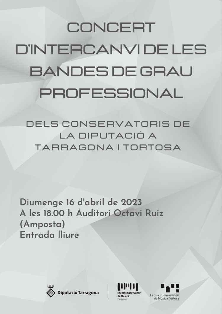 Ajuntament d´Amposta > agenda > Concert d’intercanvi de les Bandes de grau Professional dels Conservatoris de la Diputació a Tarraagona i Tortosa