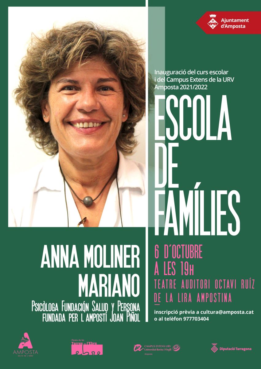 Ajuntament d´Amposta > agenda > Inauguració del curs escolar i del Campus URV 2021/22 a Amposta: Escola de famílies