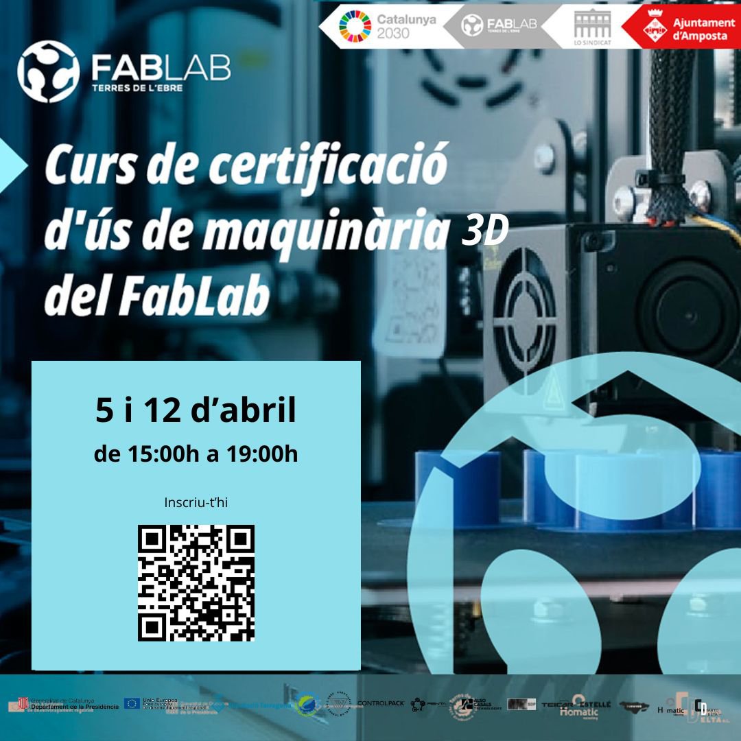 Ajuntament d´Amposta > agenda > Curs de certificació de maquinària 3D del FabLab