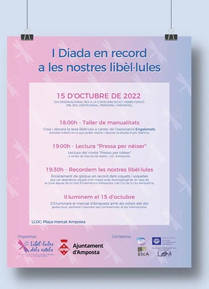 Ajuntament d´Amposta > agenda > Setmana del dol gestional, perinatal i neonatal. I Diada en record de les nostres libèl·lules