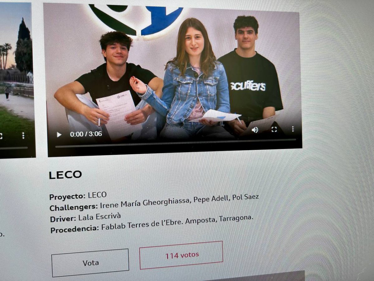 El FabLab Terres de l&rsquo;Ebre arriba per tercer any consecutiu a la final dels premis Audi Crea