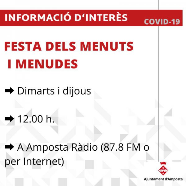 COVID-19: Festa dels menuts i les menudes