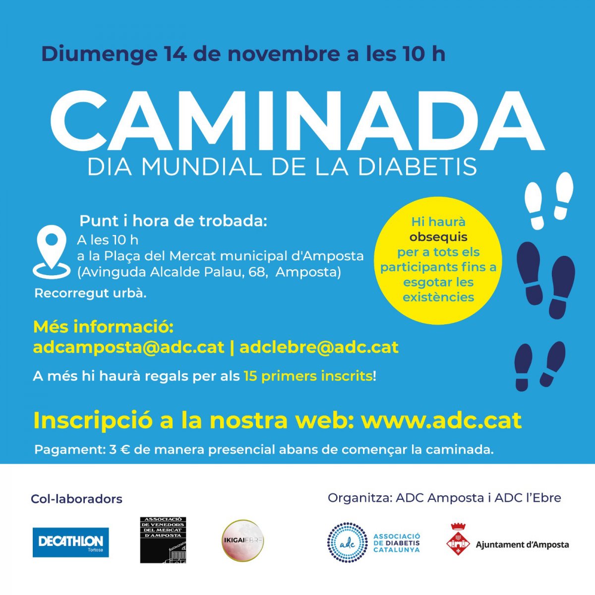 Amposta organitza una caminada solidària pel Dia Mundial de la Diabetis