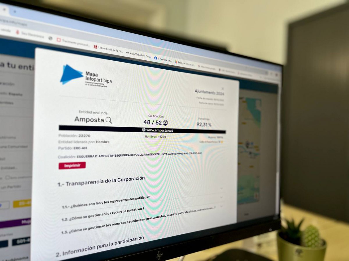 La web de l’Ajuntament revalida el Segell Infoparticipa a la transparència en la comunicació