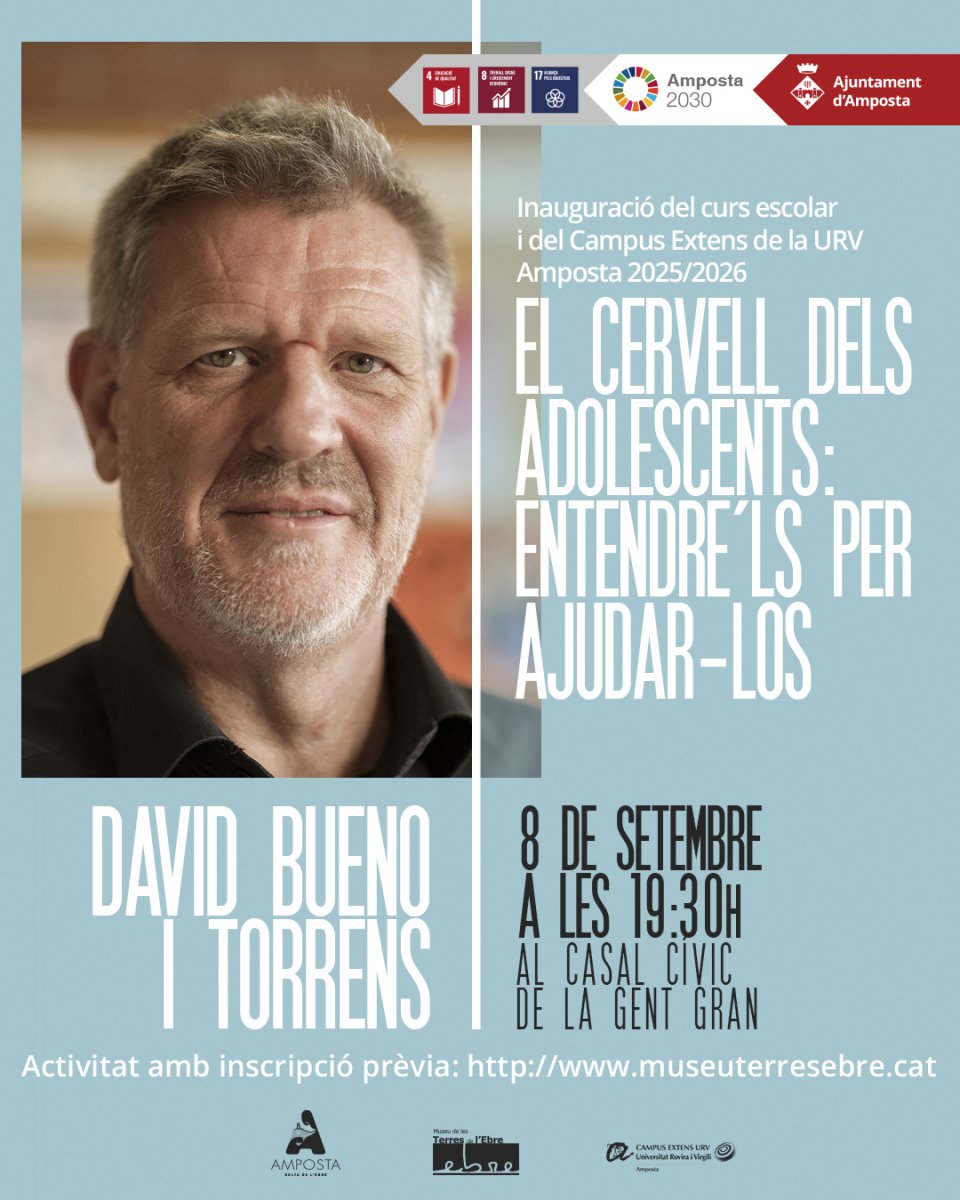 Amposta inaugurarà el curs escolar amb una conferència de David Bueno sobre el cervell adolescent