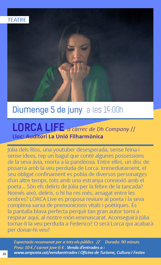 Ajuntament d´Amposta > agenda > Teatre: LORCA LIFE a càrrec de Dh Company