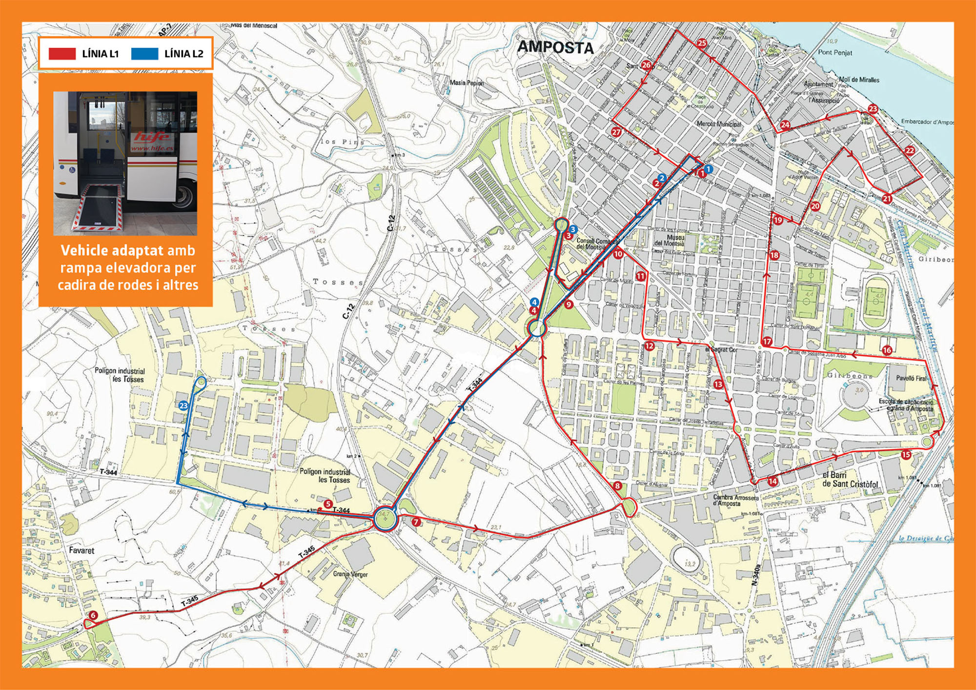 Mapa bus urbà Amposta