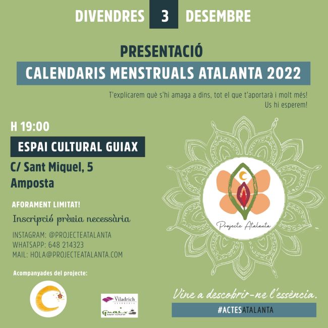 Ajuntament d´Amposta > agenda > Presentació Calendaris menstruals Atalanta 2022