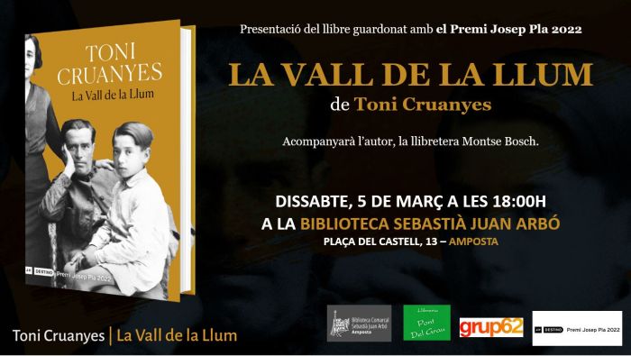 Ajuntament d´Amposta > agenda > Presentació del llibre La Vall de la Llum, de Toni Cruanyes