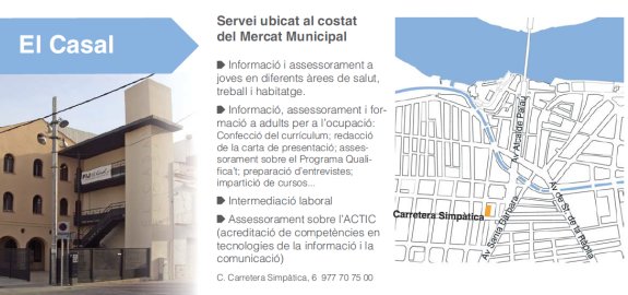 El Casal - PUNTS D’INFORMACIÓ PER A L’OCUPACIÓ