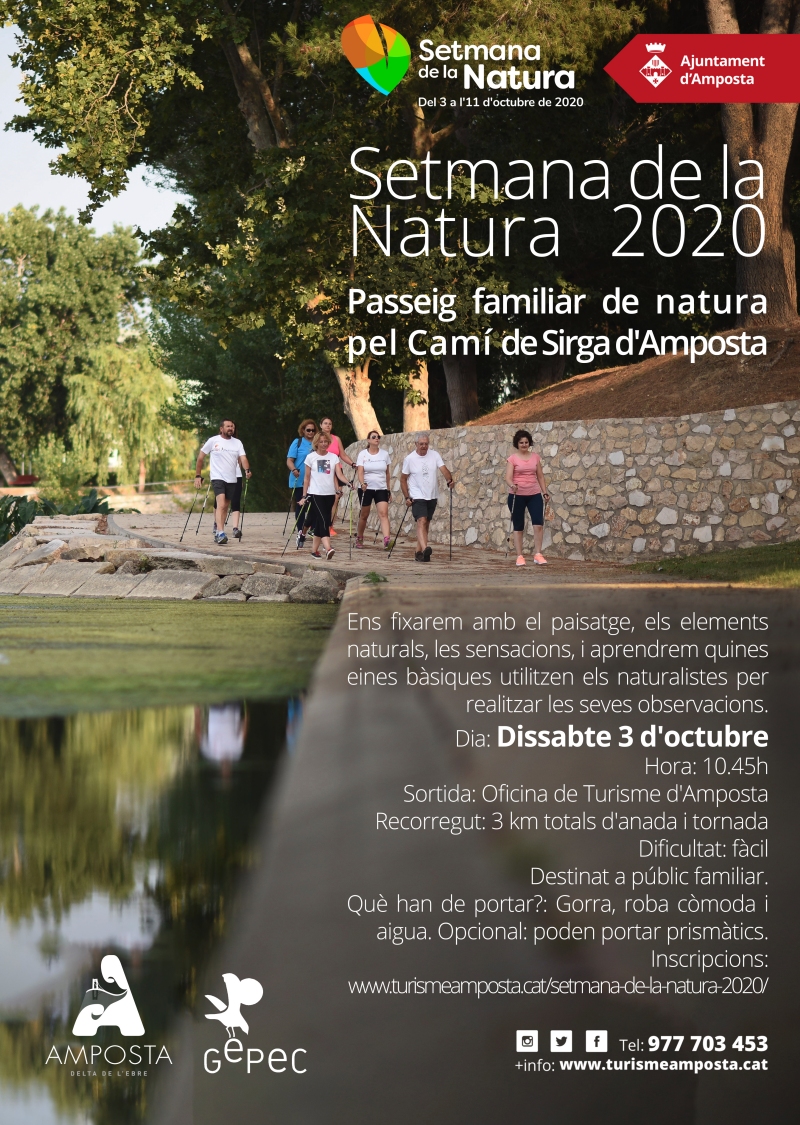 Ajuntament d´Amposta > agenda > Setmana de la natura 2020. Ruta familiar pel Camí de Sirga