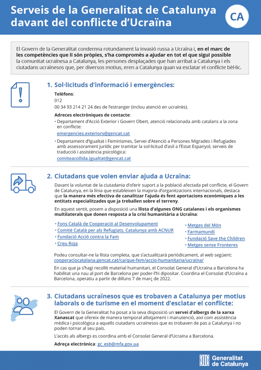 Serveis de la Generalitat davant del conflicte d’Ucraïna