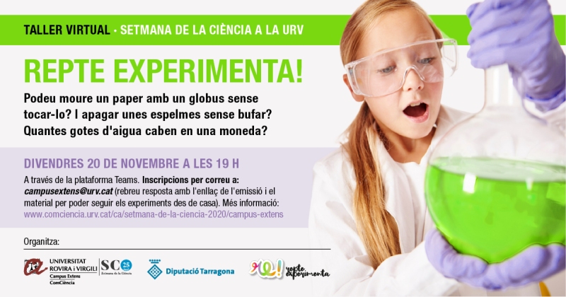 Ajuntament d´Amposta > agenda > Setmana de la Ciència. Taller virtual de la Setmana de la Ciència: Repte Experimenta