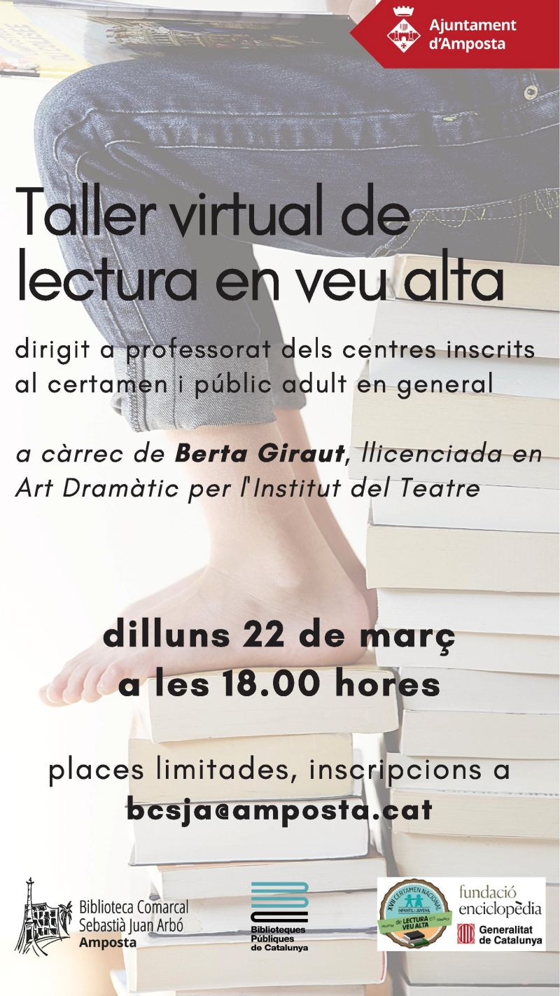 Ajuntament d´Amposta > agenda > Taller de lectura en veu alta adreçat al professorat dels centres educatius inscrits al certamen de lectura en veu alta i públic adult en general
