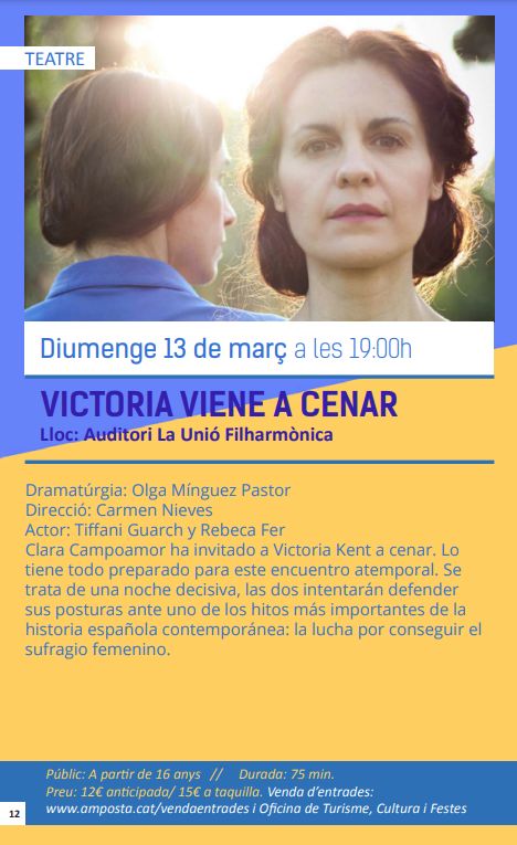 Ajuntament d´Amposta > agenda > Teatre: VICTORIA VIENE A CENAR